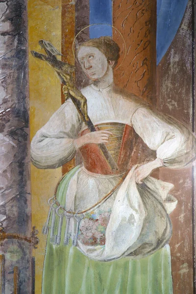 San Notburga Affresco Sull Altare Sant Isidoro Nella Chiesa Santa — Foto Stock