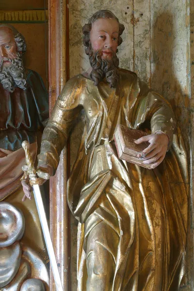 Saint Paul Statue Sur Autel Sainte Trinité Dans Église Paroissiale — Photo
