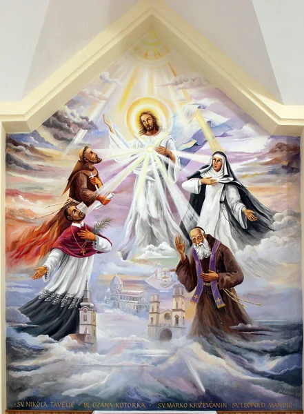 Christi Himmelfahrt Mit Kroatischen Heiligen Und Seligen Autor Marijan Jakubin — Stockfoto