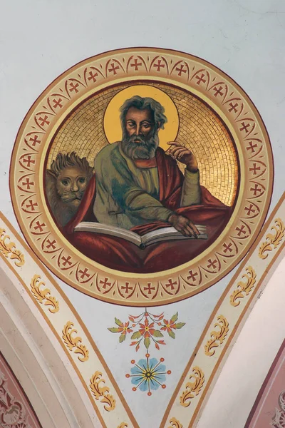 Saint Mark Evangelist Fresco Cathedral Saint Teresa Avila Bjelovar Croatia — Fotografia de Stock