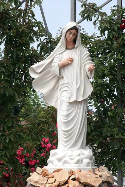 Nuestra Señora Medjugorje Estatua Frente Iglesia San Antonio Padua Bjelovar — Foto de Stock