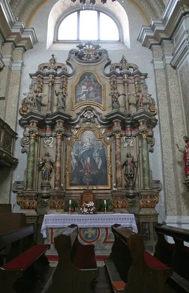 Altar Imaculada Conceição Igreja Franciscana São Pedro Cernik Croácia — Fotografia de Stock