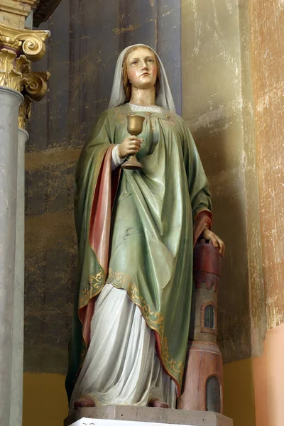 Saint Barbara Statue Altar Saints Fabian Sebastian Church Assumption Virgin — Foto de Stock