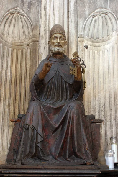 Saint Peter Statue Cathedral James Sibenik Croatia — Stock Photo, Image