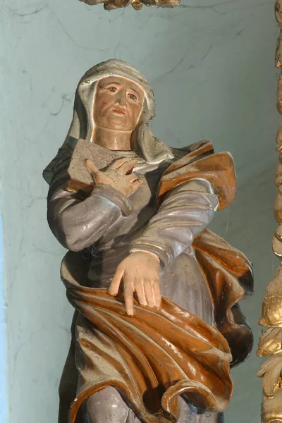 Saint Anne Statue Main Altar Our Lady Snows Church Volavje — Zdjęcie stockowe