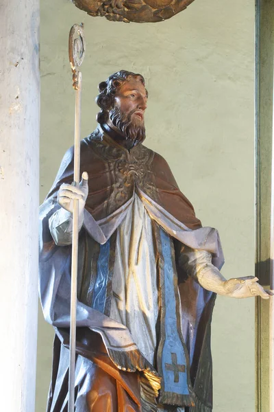 Statue Évêque Sur Autel Principal Église Notre Dame Neige Volavje — Photo
