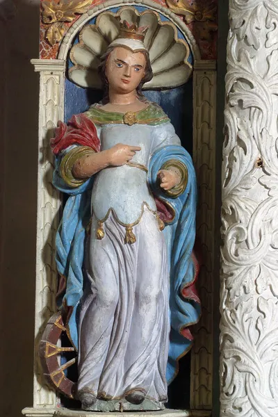 Αγία Αικατερίνη Της Αλεξάνδρειας Άγαλμα Στο Βωμό Της Αγίας Μαρίας — Φωτογραφία Αρχείου