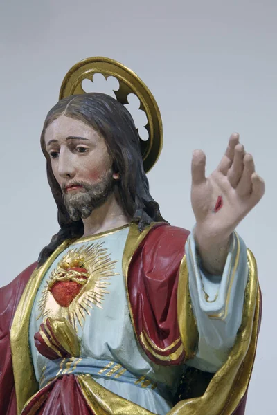 Sacred Heart Jesus Statue Church Assumption Virgin Mary Brodsko Vinogorje — Stock Photo, Image