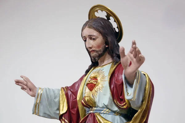 Sacro Cuore Gesù Statua Nella Chiesa Dell Assunzione Della Vergine — Foto Stock