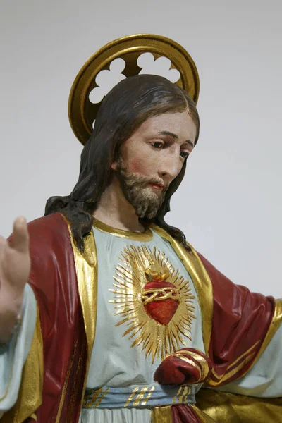 Najświętsze Serce Jezusa Figura Kościele Wniebowzięcia Najświętszej Marii Panny Brodsku — Zdjęcie stockowe