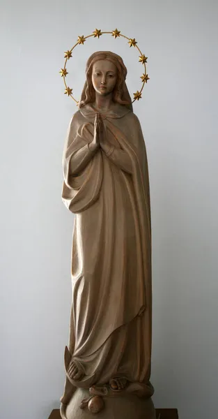 Estatua Virgen María Iglesia Asunción Virgen María Brodsko Vinogorje Croacia — Foto de Stock