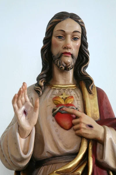 Sagrado Corazón Jesús Estatua Iglesia Asunción Virgen María Brodsko Vinogorje — Foto de Stock