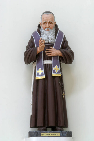 Saint Leopold Mandic, statue in the parish church of St. Paul in Retkovec, Zagreb, Croatia