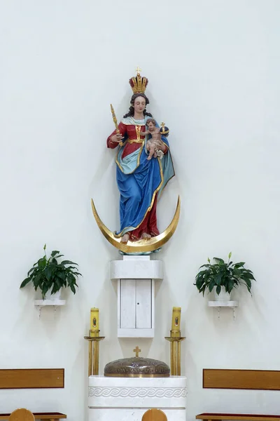 玛丽女王 位于克罗地亚萨格勒布Retkovec的圣保罗教区教堂的雕像 — 图库照片