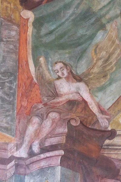 Angel Fresco Church All Saints Sesvete Croatia — стокове фото