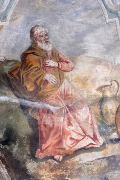 Προφήτης Ηλίας Τοιχογραφία Στην Εκκλησία Των Αγίων Πάντων Στη Σεσβέτε — Φωτογραφία Αρχείου
