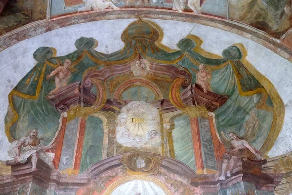 Anjos Afresco Altar Mor Igreja Todos Santos Sesvete Croácia — Fotografia de Stock