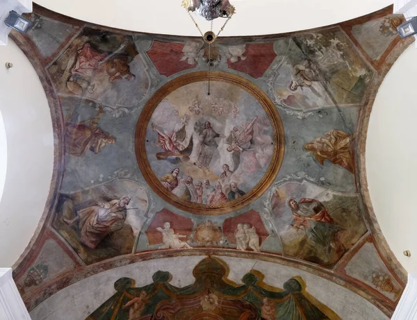 Fresco Kupoli Yläpuolella Pyhäkkö Kirkon All Saints Sesvete Kroatia — kuvapankkivalokuva