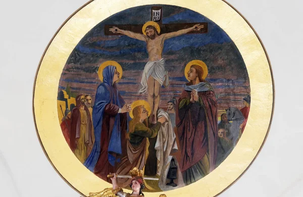 克罗地亚塞斯维特万圣教堂壁画 十字架 — 图库照片