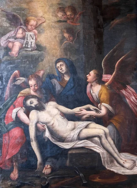 对基督的哀叹 在克罗地亚塞斯维特的万圣教堂中的祭坛 — 图库照片