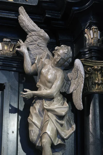Estatua Ángel Capilla Nuestra Señora Kamenita Vrata Puerta Piedra Zagreb — Foto de Stock