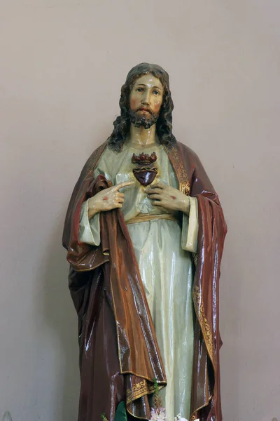 Heilig Hart Van Jezus Standbeeld Parochiekerk Saint George Draganic Kroatië — Stockfoto