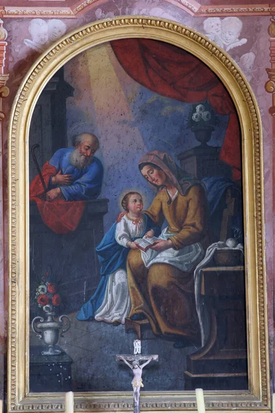 Εκπαίδευση Της Παναγίας Βωμός Της Αγίας Άννας Στην Εκκλησία Της — Φωτογραφία Αρχείου