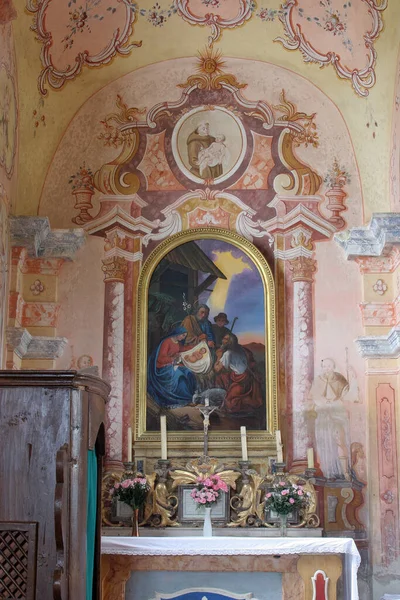 Altar Adoración Los Pastores Iglesia Nuestra Señora Dol Dol Croacia —  Fotos de Stock