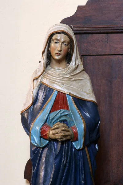 Virgin Mary Cross Statue Parish Church Margaret Dubrava Croatia — Stock Photo, Image