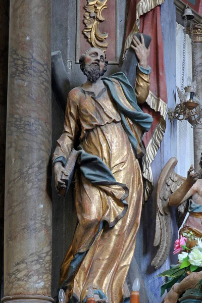 Andreas Statue Auf Dem Hochaltar Der Kirche Mariä Himmelfahrt Glogovnica — Stockfoto