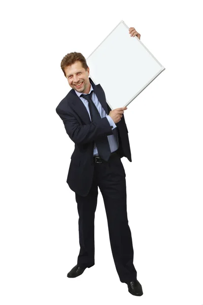 Business man holding banner Stock Image