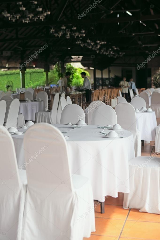 Table set for party at outdoors