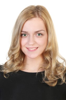 Genç sarışın çekici kız portresi