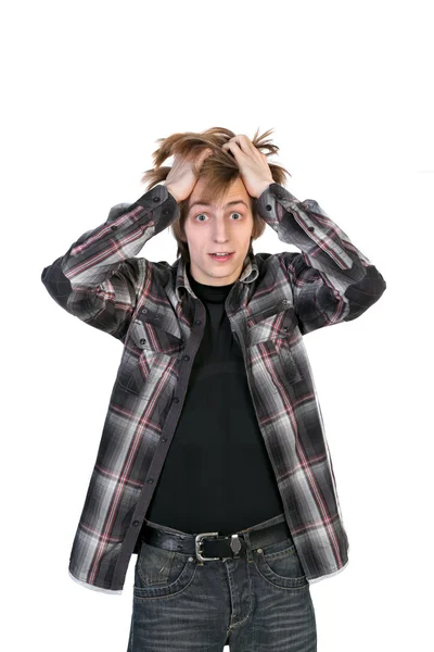 Amazed young caucasian man — Stock Photo, Image