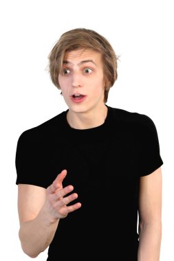 adamın yüzündeki komik sürpriz ifade ile