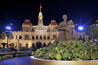 ho chi minh city hall gece sahne. Vietnam