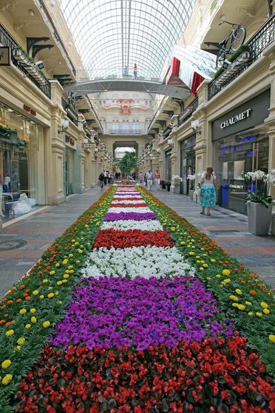 Decoração de flores na loja (GUM). Centro de Moscou — Fotografia de Stock