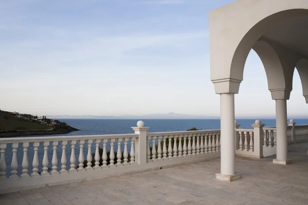 Morza Egejskiego balkon o zmierzchu — Zdjęcie stockowe