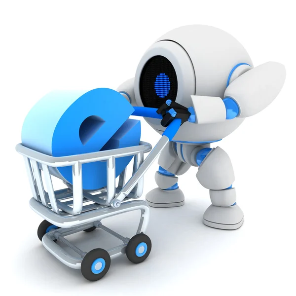 Robot i koszyka e sklep — Zdjęcie stockowe