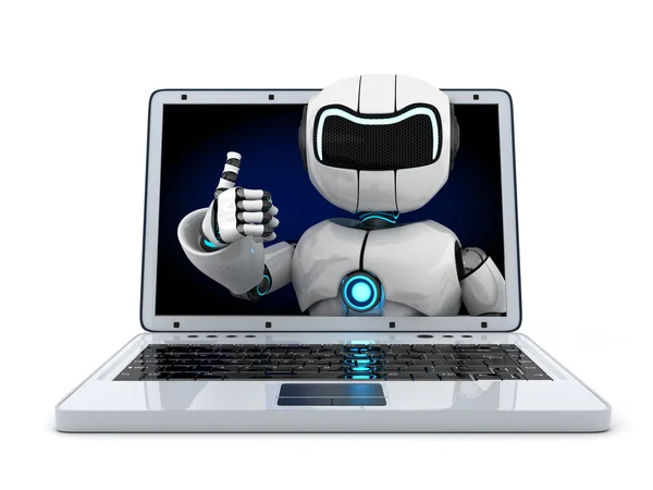 Laptop och robot — Stockfoto