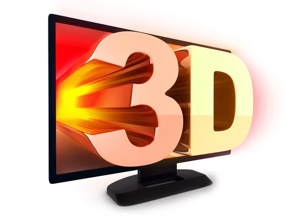 TV y signo 3d —  Fotos de Stock