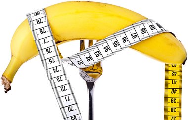 Sağlıklı yeme - konsept fotoğraf measur ile çivili muz