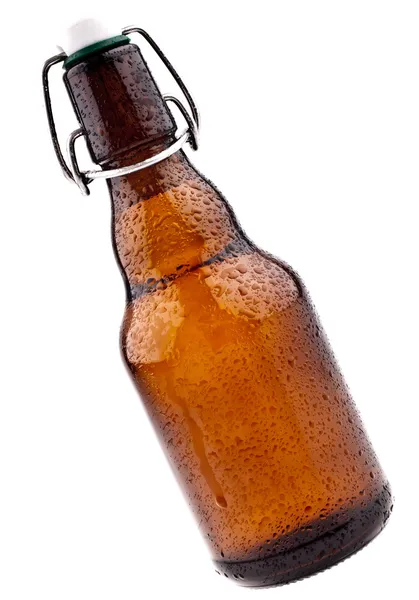 Brown Beer Bottle, Completeley Isolated On Whit — Stock Photo, Image