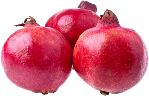 Three Ripe Pomegranates, completely isolated on whit — Stock Photo, Image