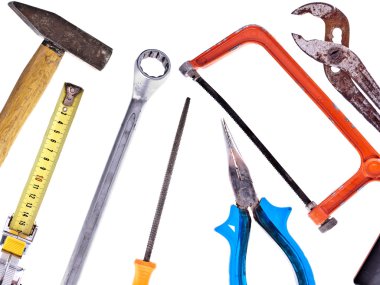 tamamen beyaz, çok Merhaba izole kullanılan araçlar - koleksiyon