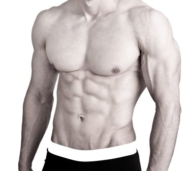 kaslı erkek torso sixpack üzerinde beyaz izole