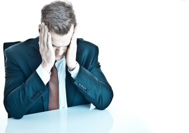 depresif genç işadamı - beyaz ve fazla alanı f izole