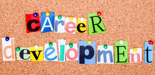 The phrase career development in cut out magazine letters pinned — Stock Photo, Image