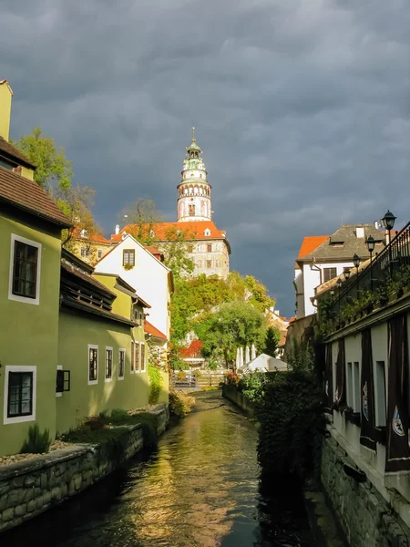 Kilátás vár Cesky Krumlov — Stock Fotó