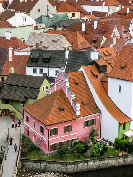 Blick auf rote Dächer in cesky krumlov — Stockfoto